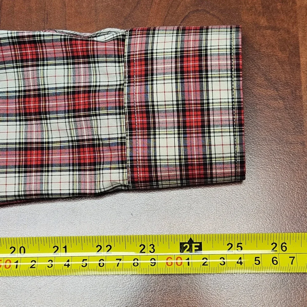 J.CREW Slim Fit Men's Medium Flannel Shirt Red Black White Tartan Plaid‎ L/S EUC
